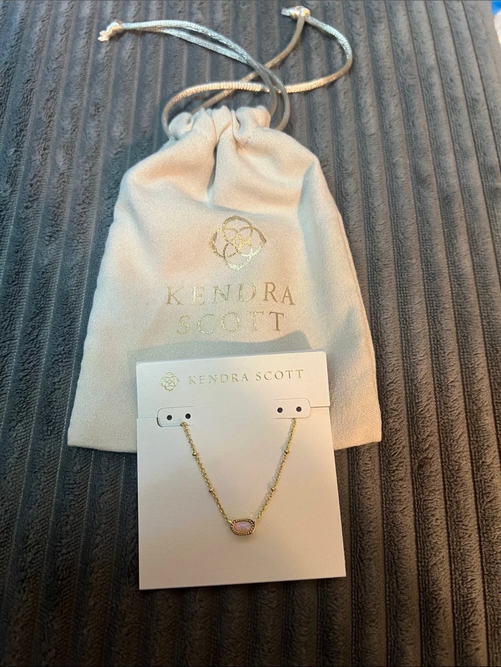 Kendra Scott Gold Necklace with Pink Stone